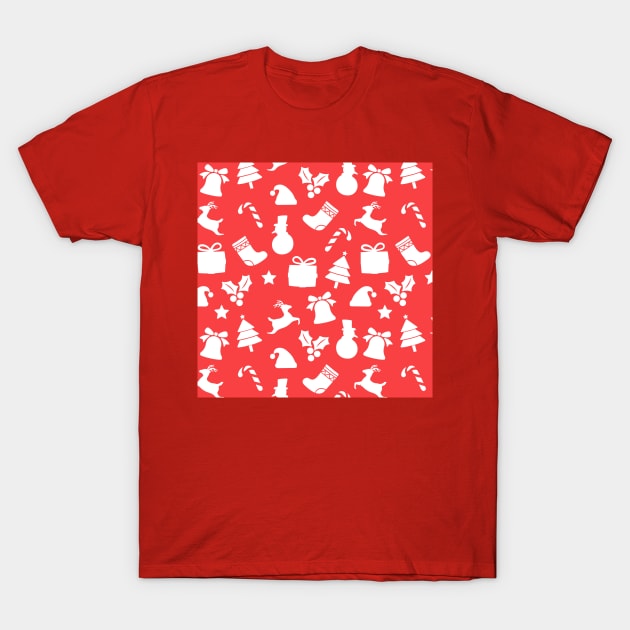 Random christmas pattern (xmas, santa, red and vintage) T-Shirt by Thepurplepig